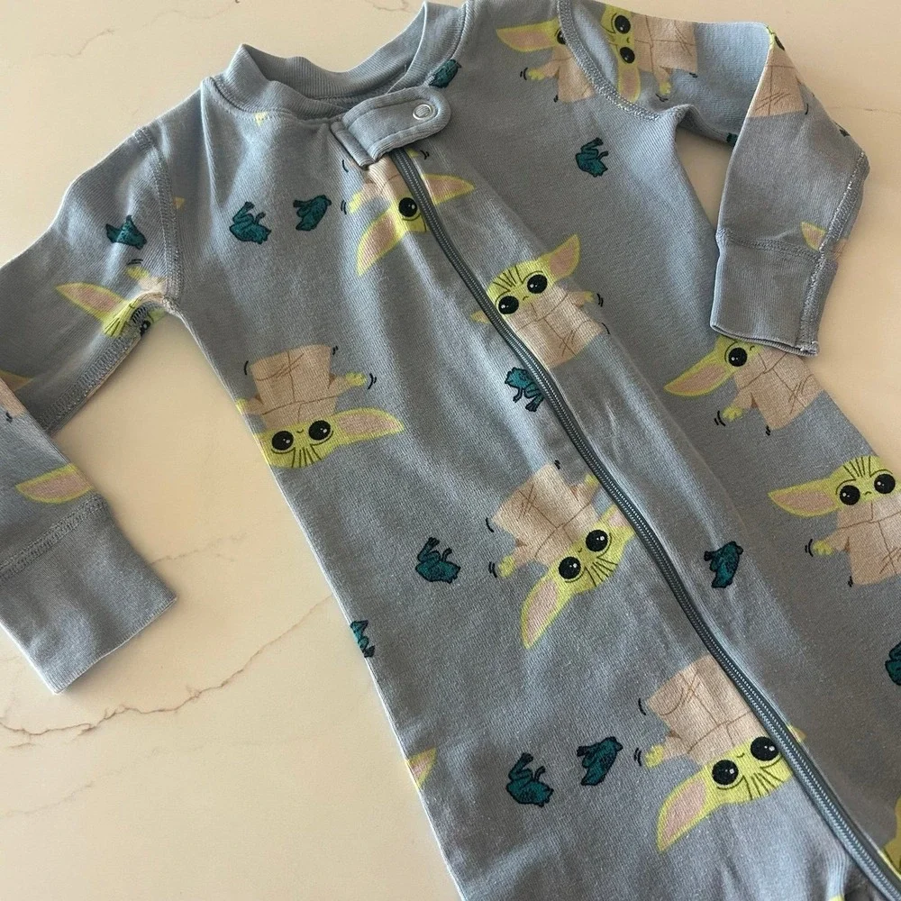Hanna Andersson Baby Yoda Light Blue Sleeper Zippy 18-24 Months